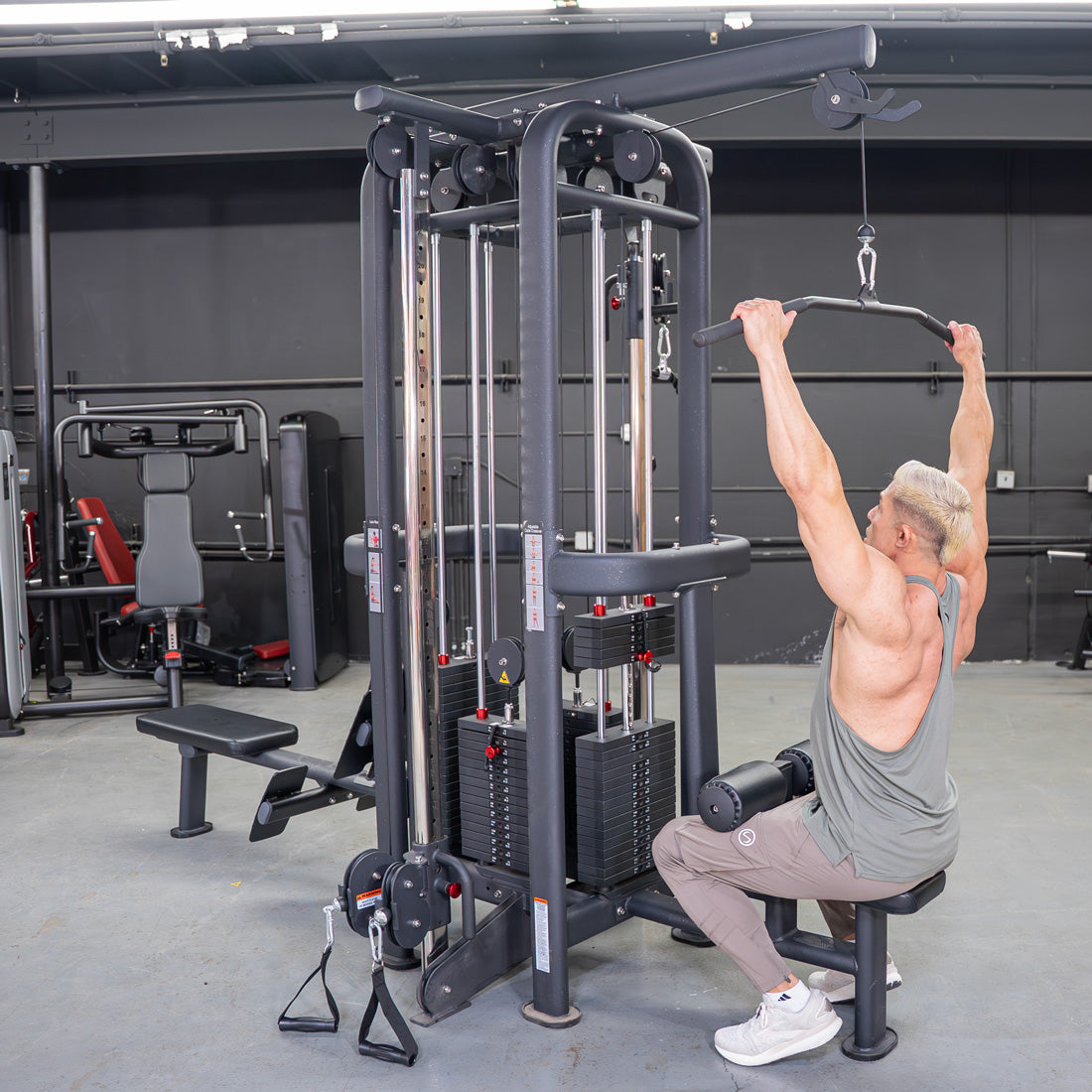 4 Stack Megatron Standard Jungle Gym - 2 Colors - Muscle D Fitness - Low Row, Lat Pulldown, Single Handle Hi/low Pulley, Double Hi/Low Pulley