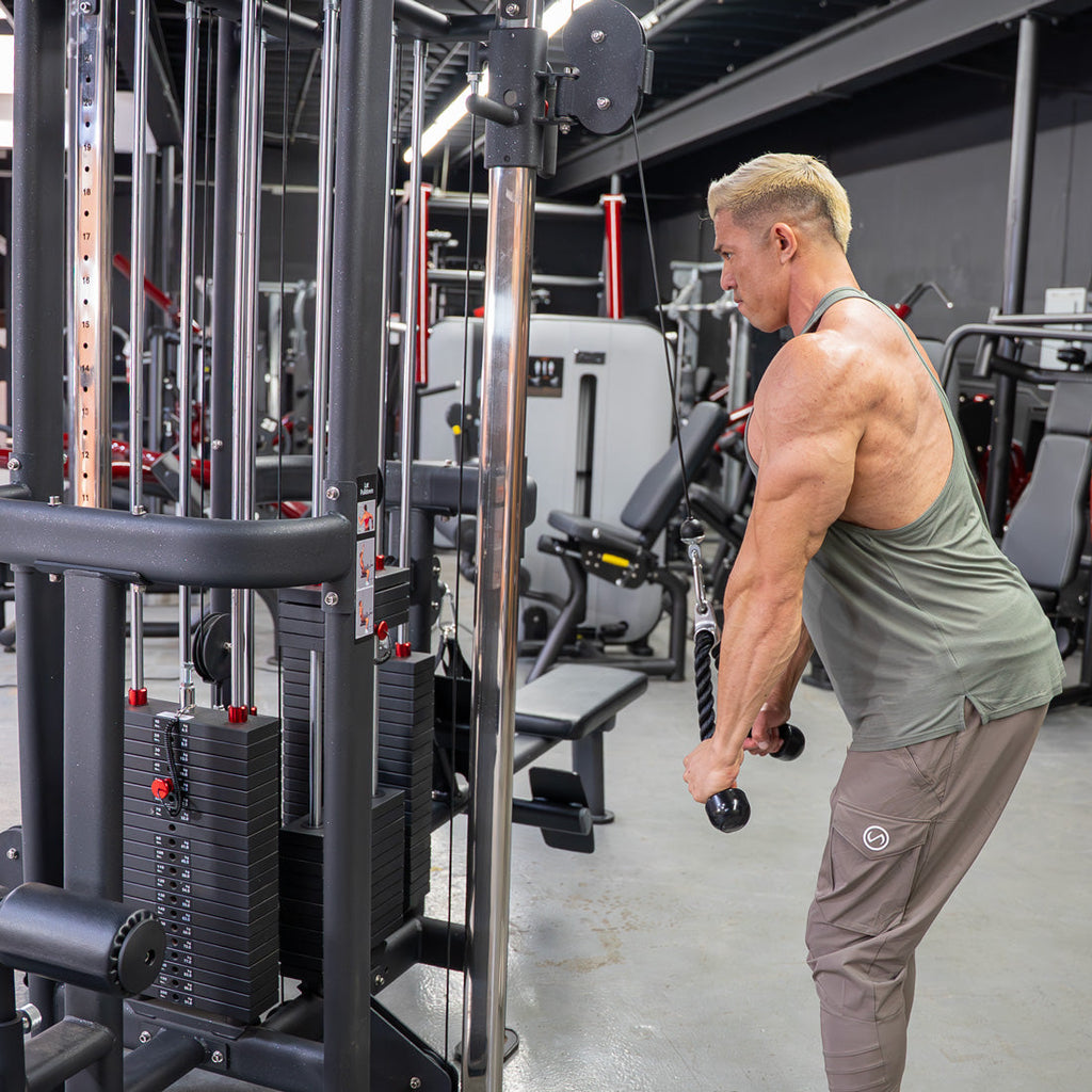 4 Stack Megatron Standard Jungle Gym - 2 Colors - Muscle D Fitness - Low Row, Lat Pulldown, Single Handle Hi/low Pulley, Double Hi/Low Pulley