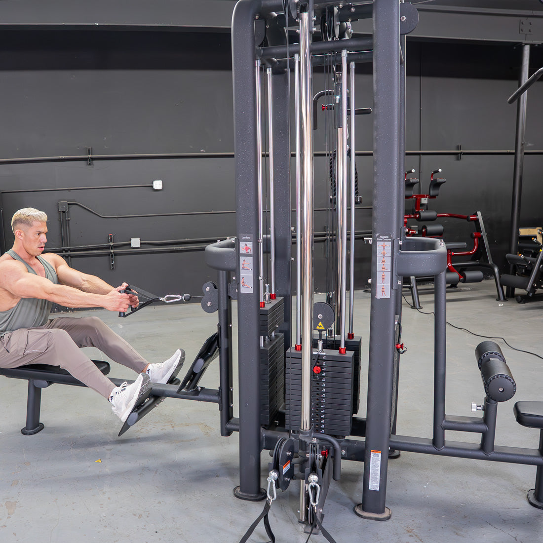 4 Stack Megatron Standard Jungle Gym - 2 Colors - Muscle D Fitness - Low Row, Lat Pulldown, Single Handle Hi/low Pulley, Double Hi/Low Pulley