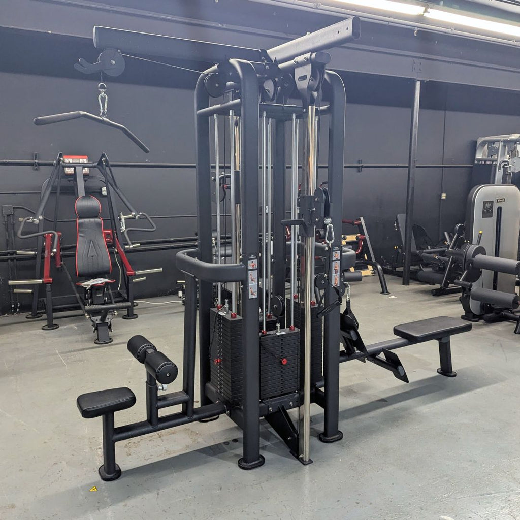 4 Stack Megatron Standard Jungle Gym - 2 Colors - Muscle D Fitness - Low Row, Lat Pulldown, Single Handle Hi/low Pulley, Double Hi/Low Pulley
