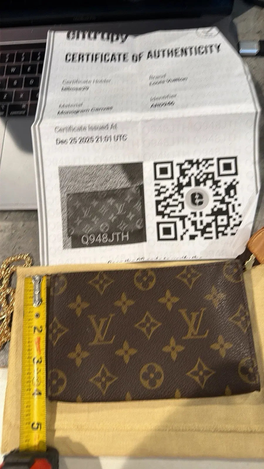 Louis Vuitton Monogram Petit Bucket Pouch With COA
