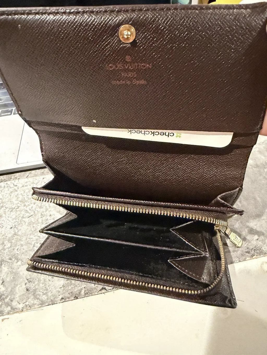Louis Vuitton LV Pristine Condition Porte Tresor Damier Ebene Trifold Wallet