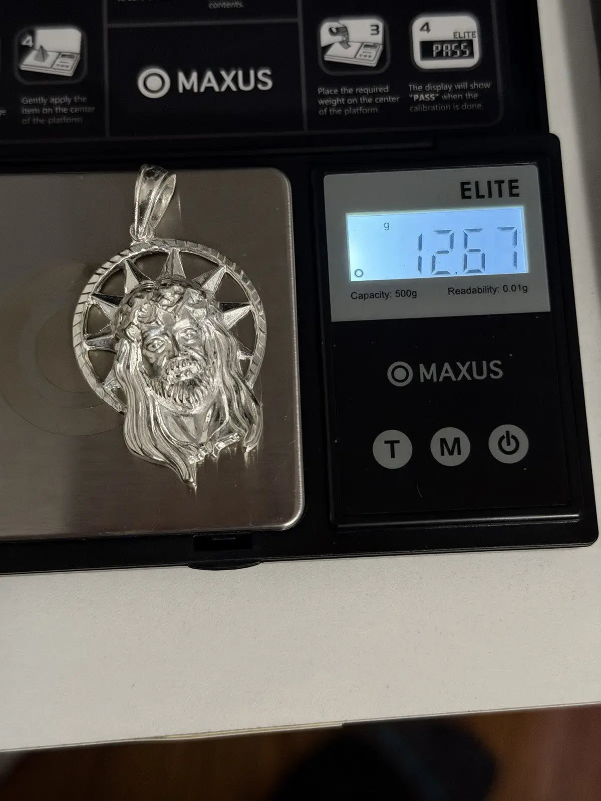 925 Sterling Silver Jesus Pendant Sunburst Halo CZ 2” Italy 12.67g New