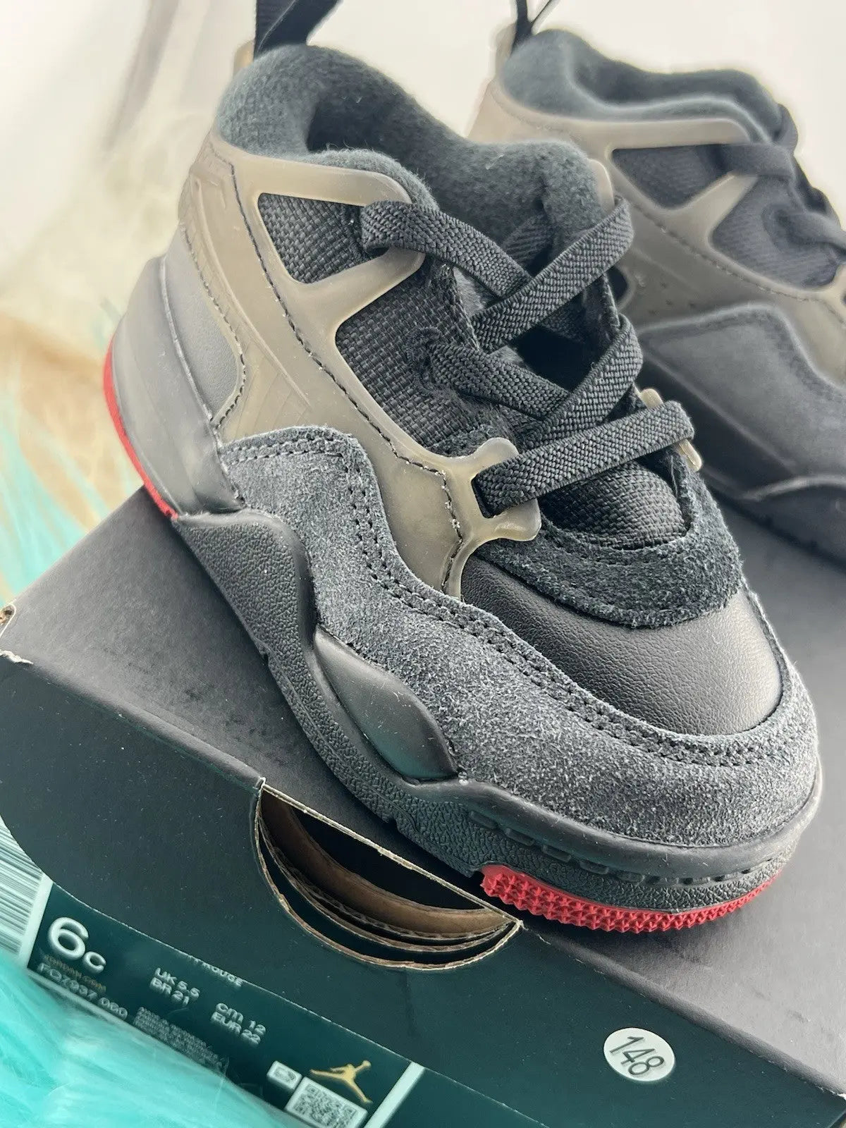 Jordan 4 RM Baby/Toddler Shoes (FQ7937-060, Black/Anthracite/Varsity Red Size 6C