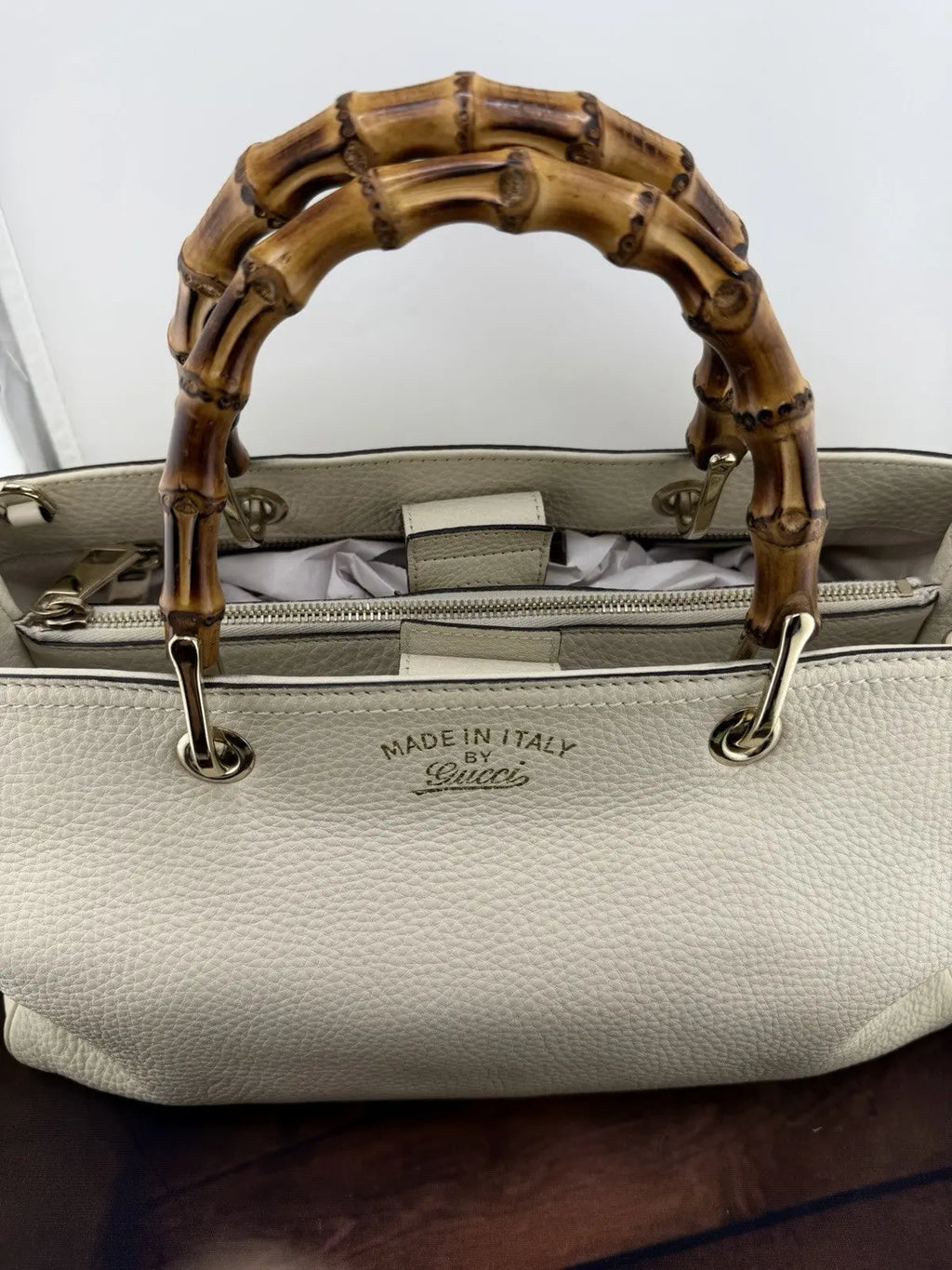 Gucci Bamboo Shopper Leather Tote Bag In New Condition