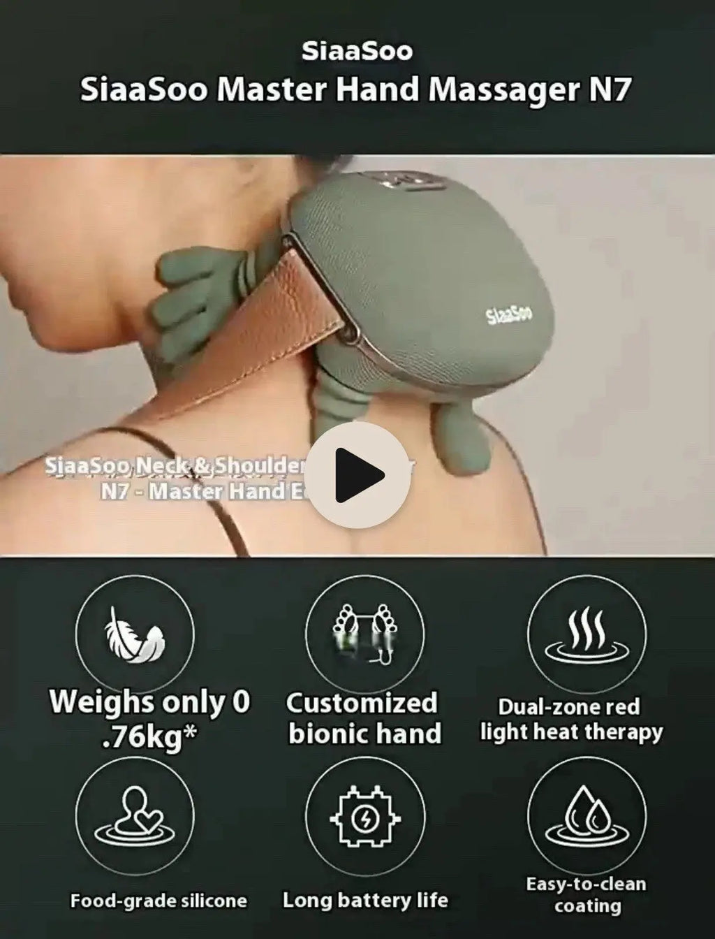 New smart  Massager, Heat Neck Massagers, Deep Tissue Kneading Shiatsu Authentic