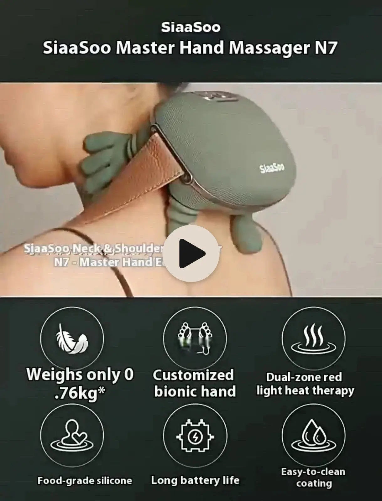 New smart  Massager, Heat Neck Massagers, Deep Tissue Kneading Shiatsu Authentic