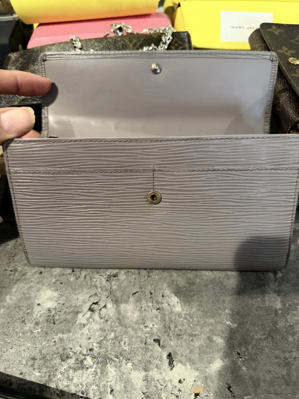 Louis Vuitton Epi Leather Sarah Long Wallet LAVENDER Color
