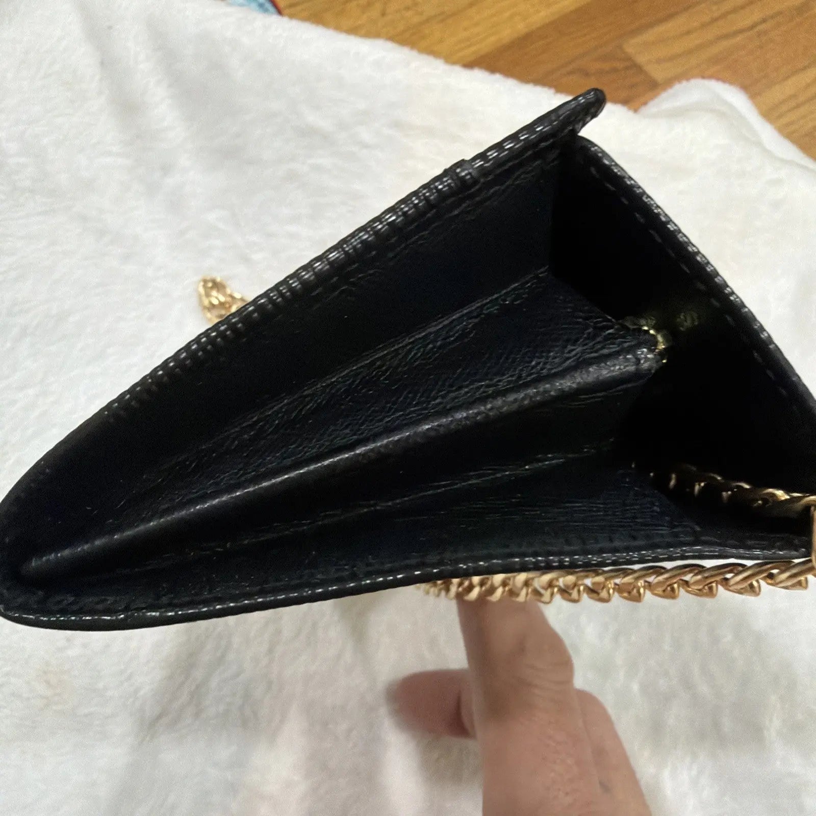 Louis Vuitton Black Epi Leather Long Bifold Wallet with Pochette Twist Chain