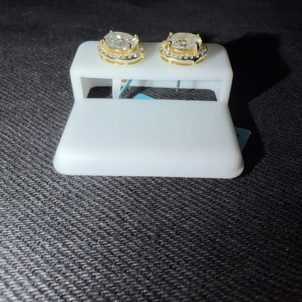 14kt Gold Over Sterling Silver Moissanite Oval Halo Earrings 3.27ctw Jewelry