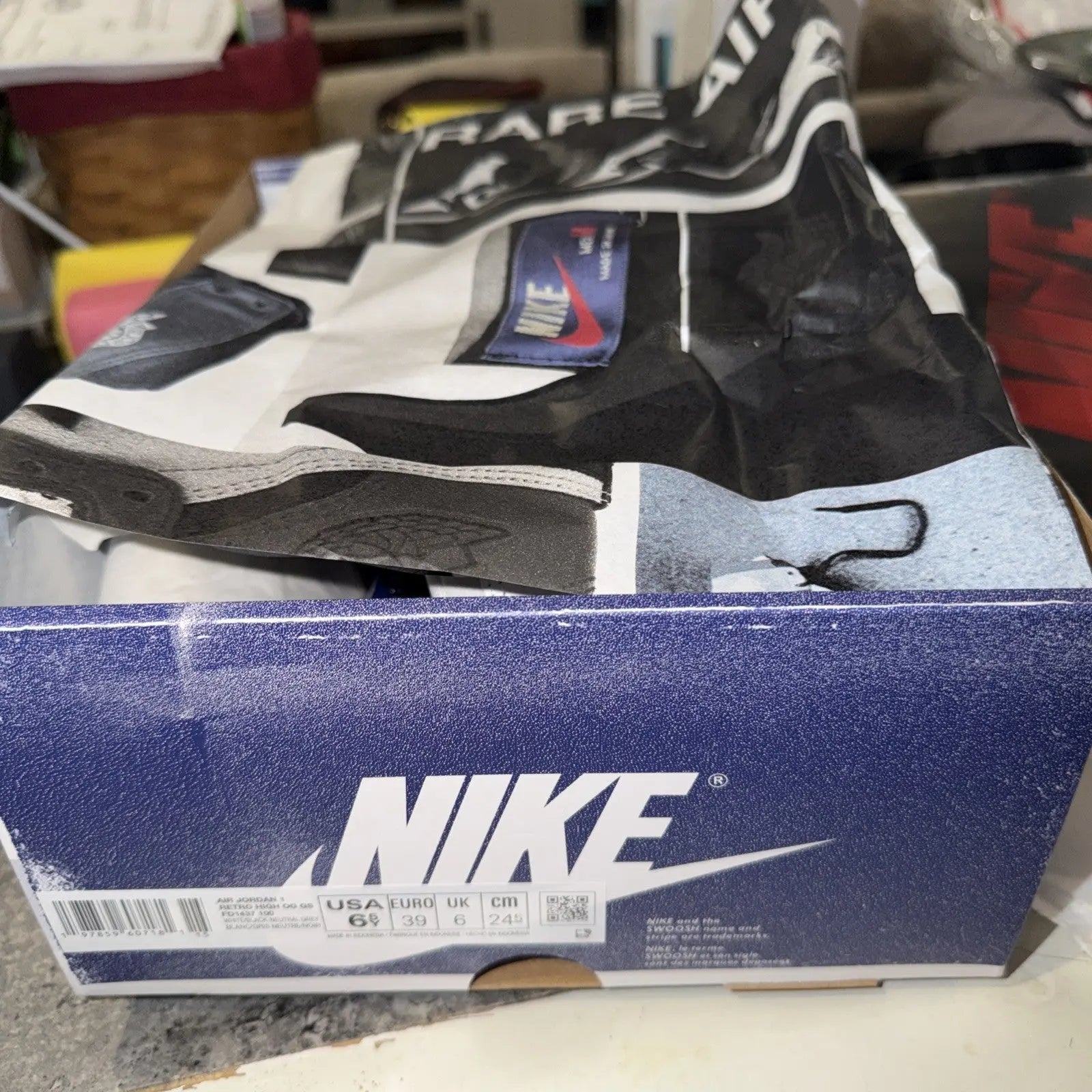 Air Jordan 1 Retro High Oh Gs White Black Neutral Grey Size 6.5Y Fd1437 100