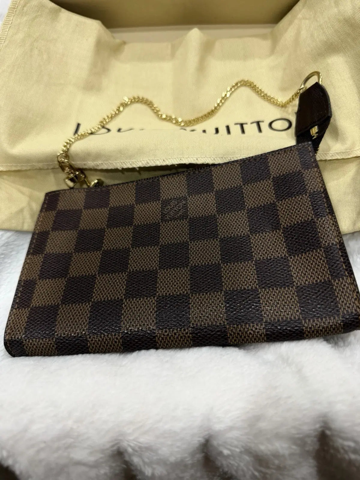 Louis Vuitton Mini Pochette Accessoires Damier Ebene Red Interior 100% Authentic
