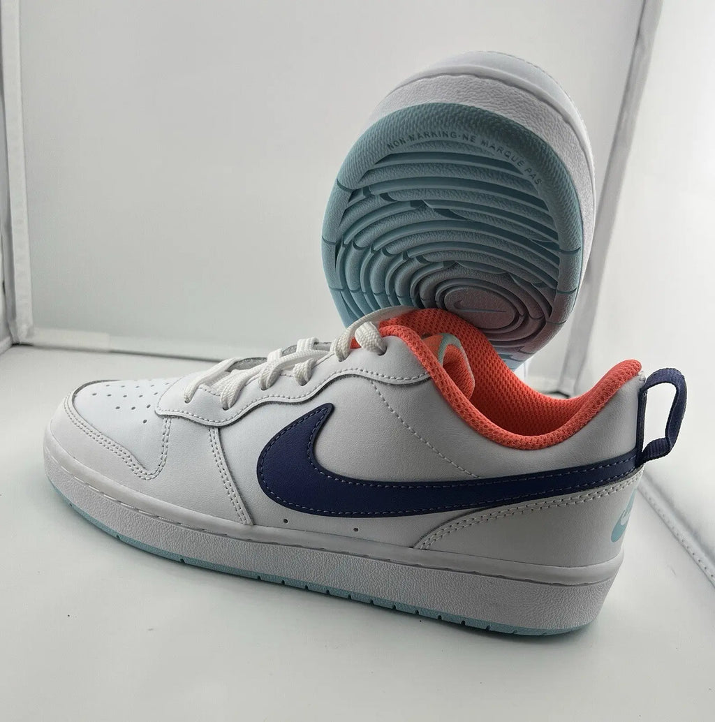 Nike Court Borough 2 BQ5448-112 GS/ White navy/ Orange Insole Size 5Y