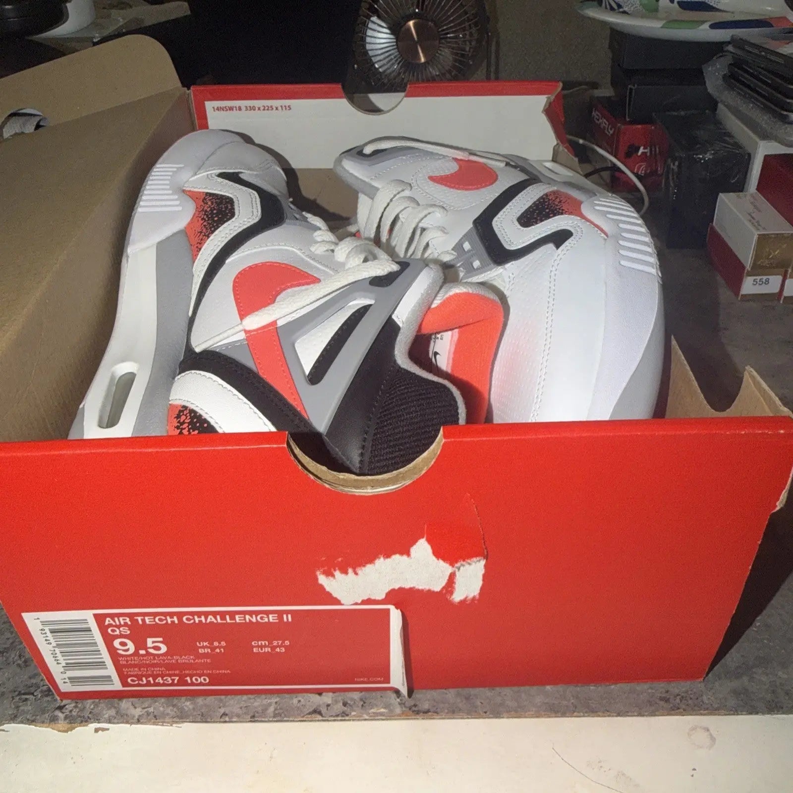 Nike Air Tech Challenge 2 QS Lava White Hot Lava Shoes 643089-160 Men's Size 9.5