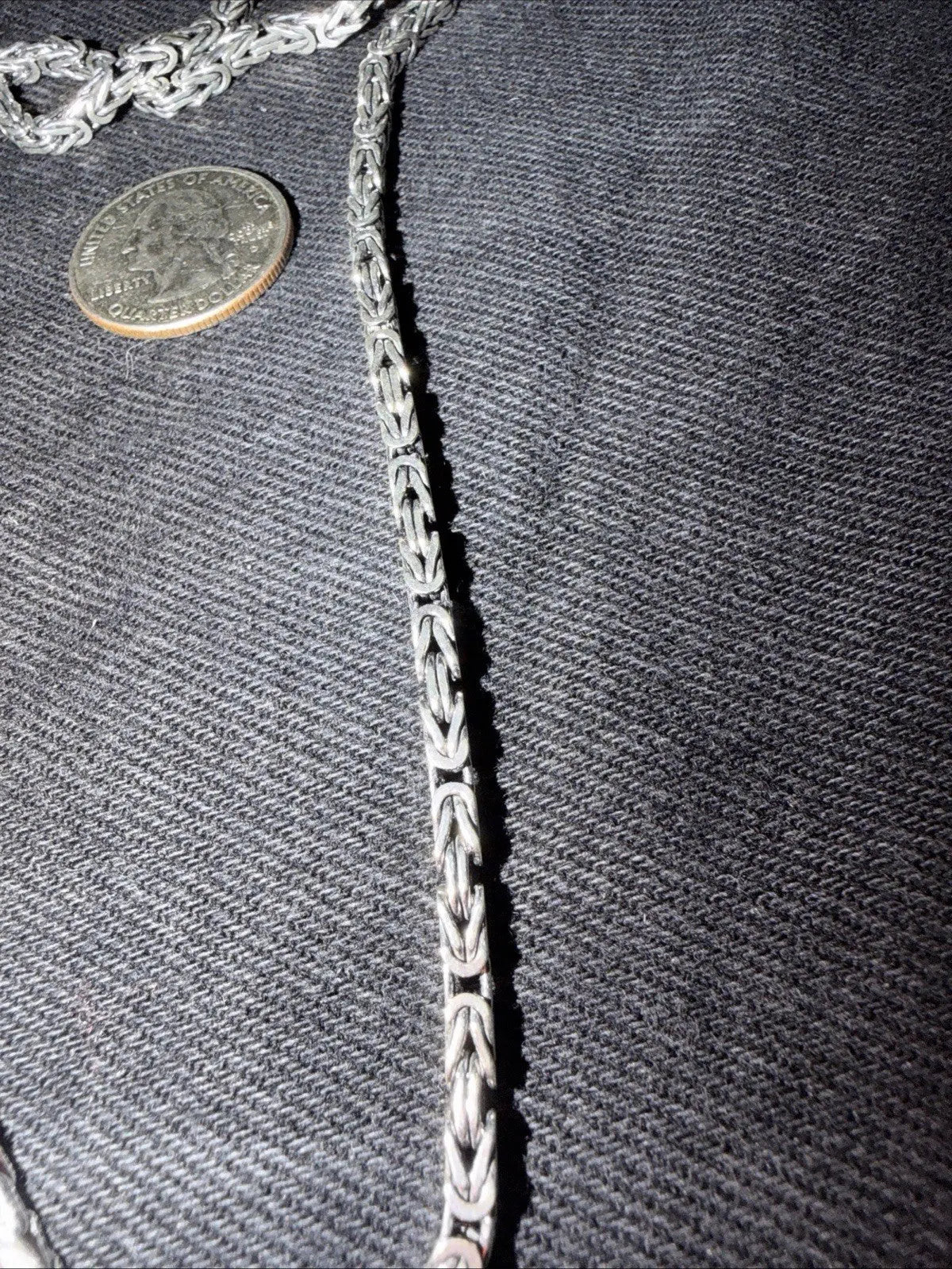 Premium Byzantine Chain Sterling Silver 23” 3.2mm 33 Grams