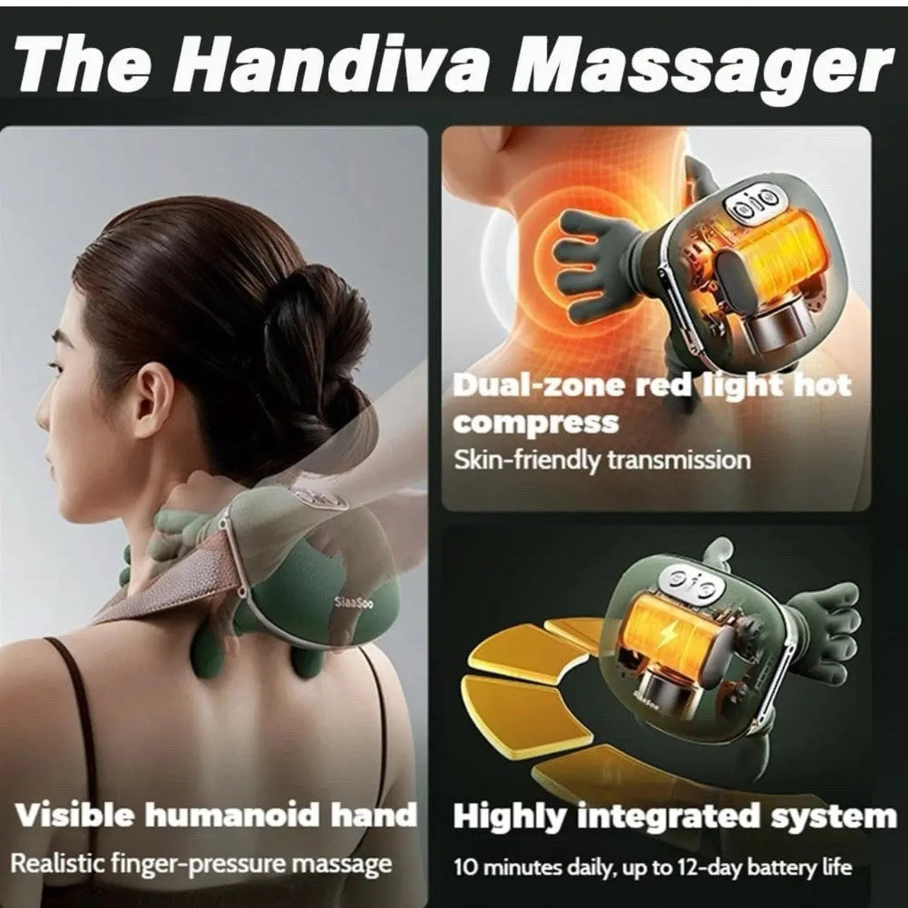 New smart  Massager, Heat Neck Massagers, Deep Tissue Kneading Shiatsu Authentic