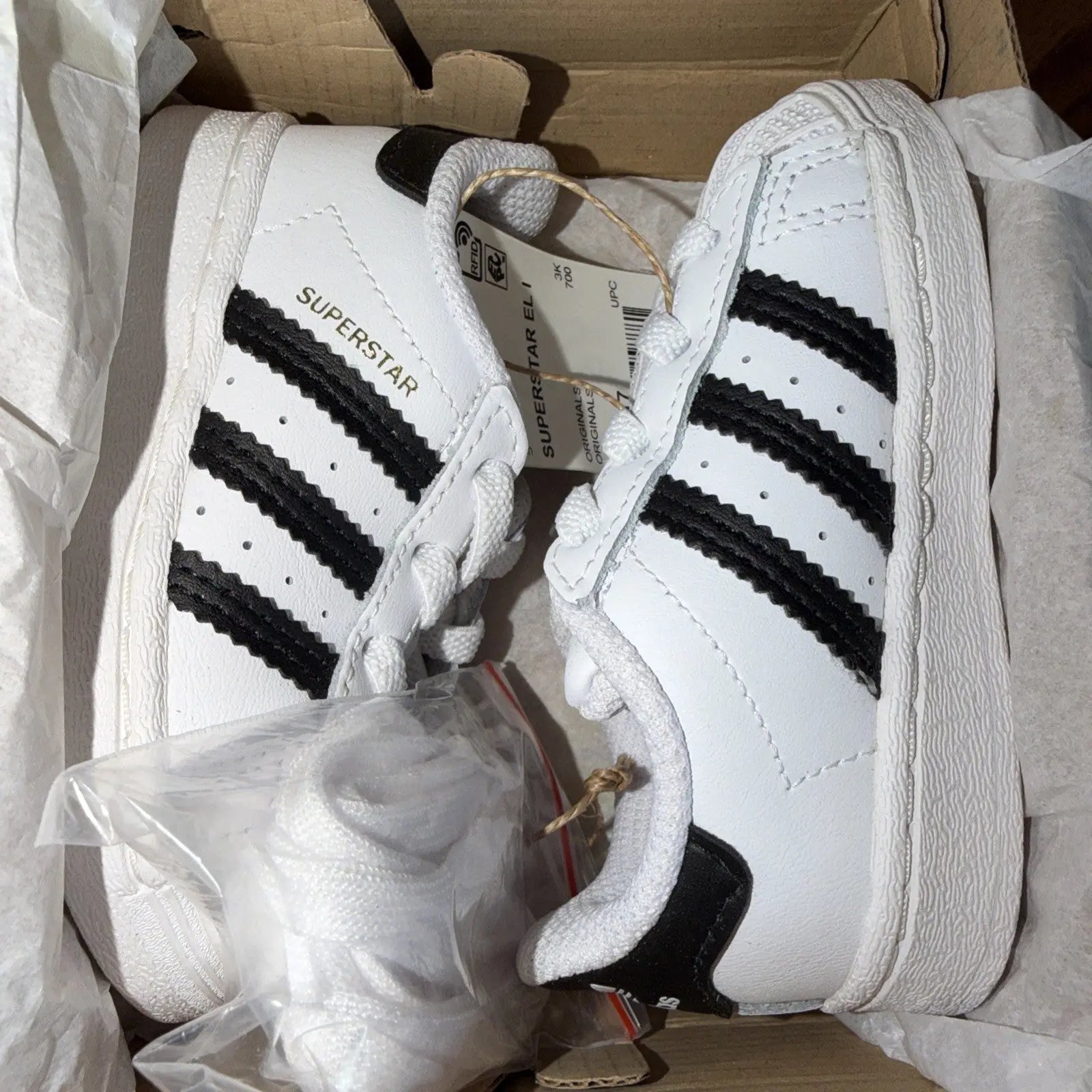 Superstar El I Originals White Black Stripe Size 4K FU7717