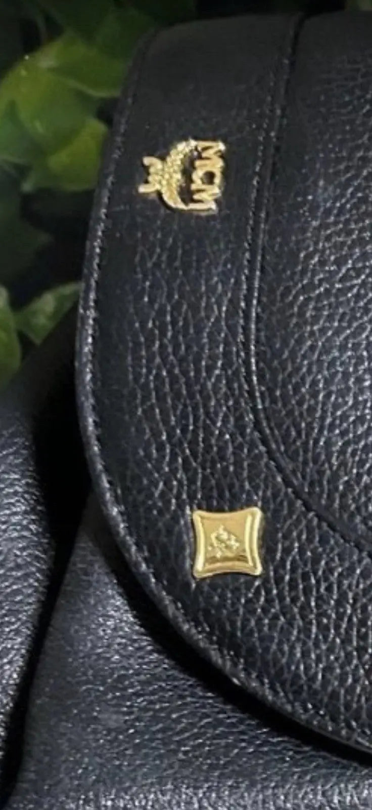 MCM Gold Hardware Backpack Purse Medium Black 100% Leather