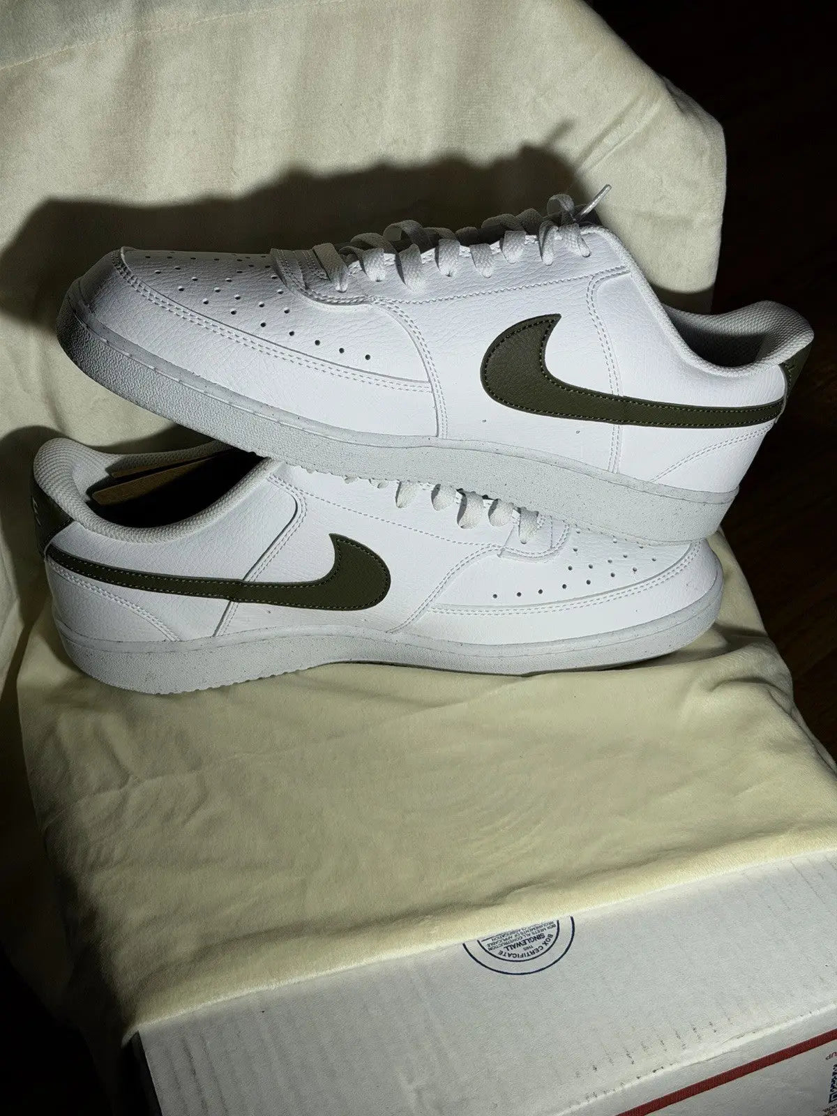 Nike Court Vision Next Nature Low White Medium Olive DH2987-116 Shoes Size 12