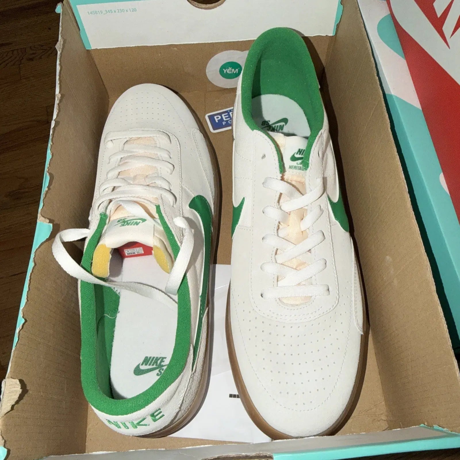 NIKE SB HERITAGE VULC_SUMMIT-WHITE/LUCKY-GREEN CD5010-101-SIZE 13