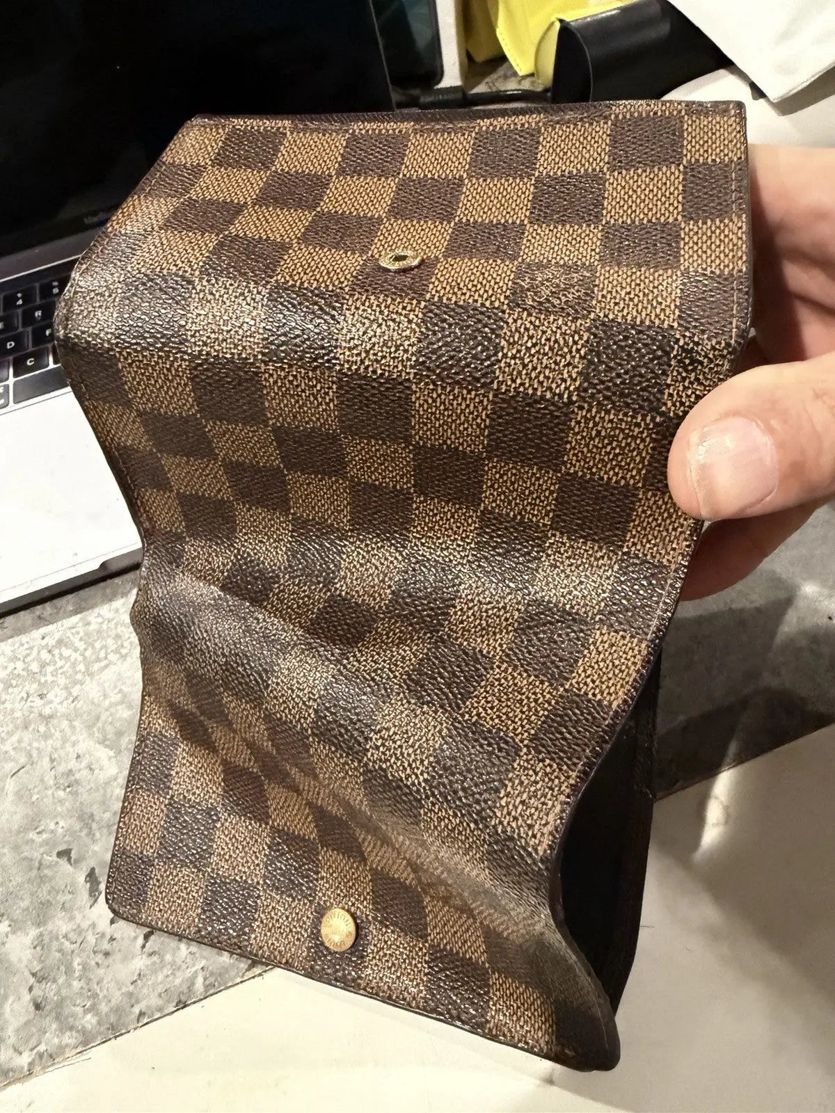 Louis Vuitton LV Pristine Condition Porte Tresor Damier Ebene Trifold Wallet
