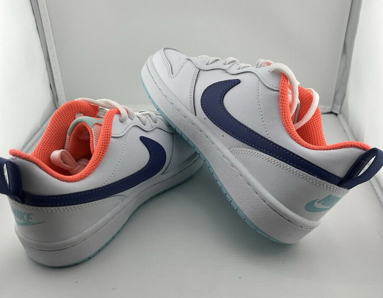 Nike Court Borough 2 BQ5448-112 GS/ White navy/ Orange Insole Size 5Y