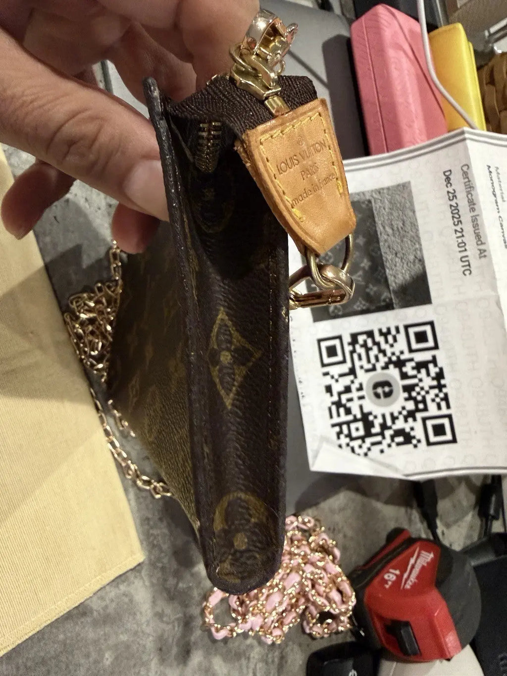 Louis Vuitton Monogram Petit Bucket Pouch With COA
