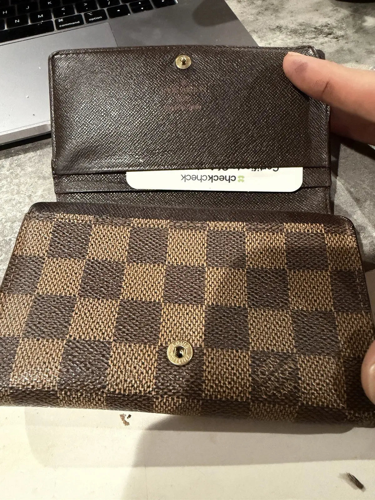 Louis Vuitton LV Pristine Condition Porte Tresor Damier Ebene Trifold Wallet