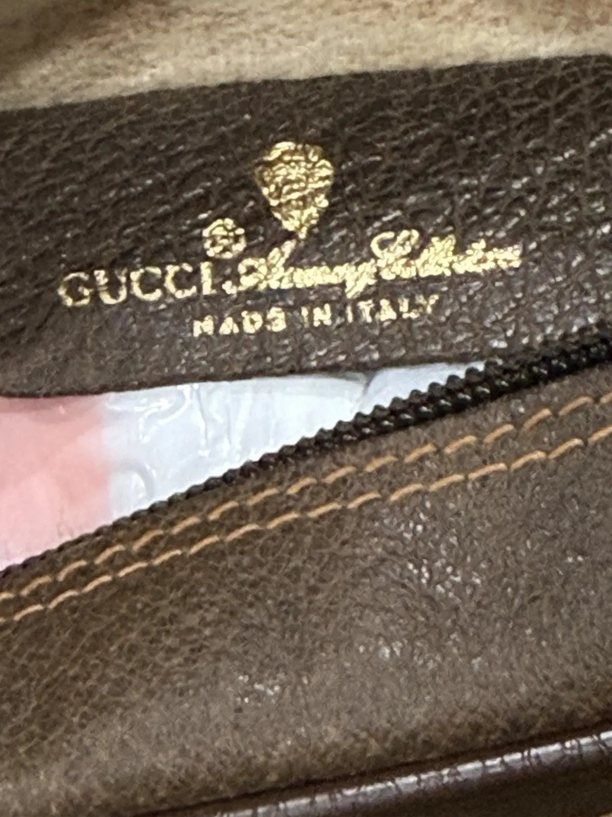 Gucci GG Supreme Gucci GG Web Shoulder Bag Brown Leather/PVC Excellent Condition