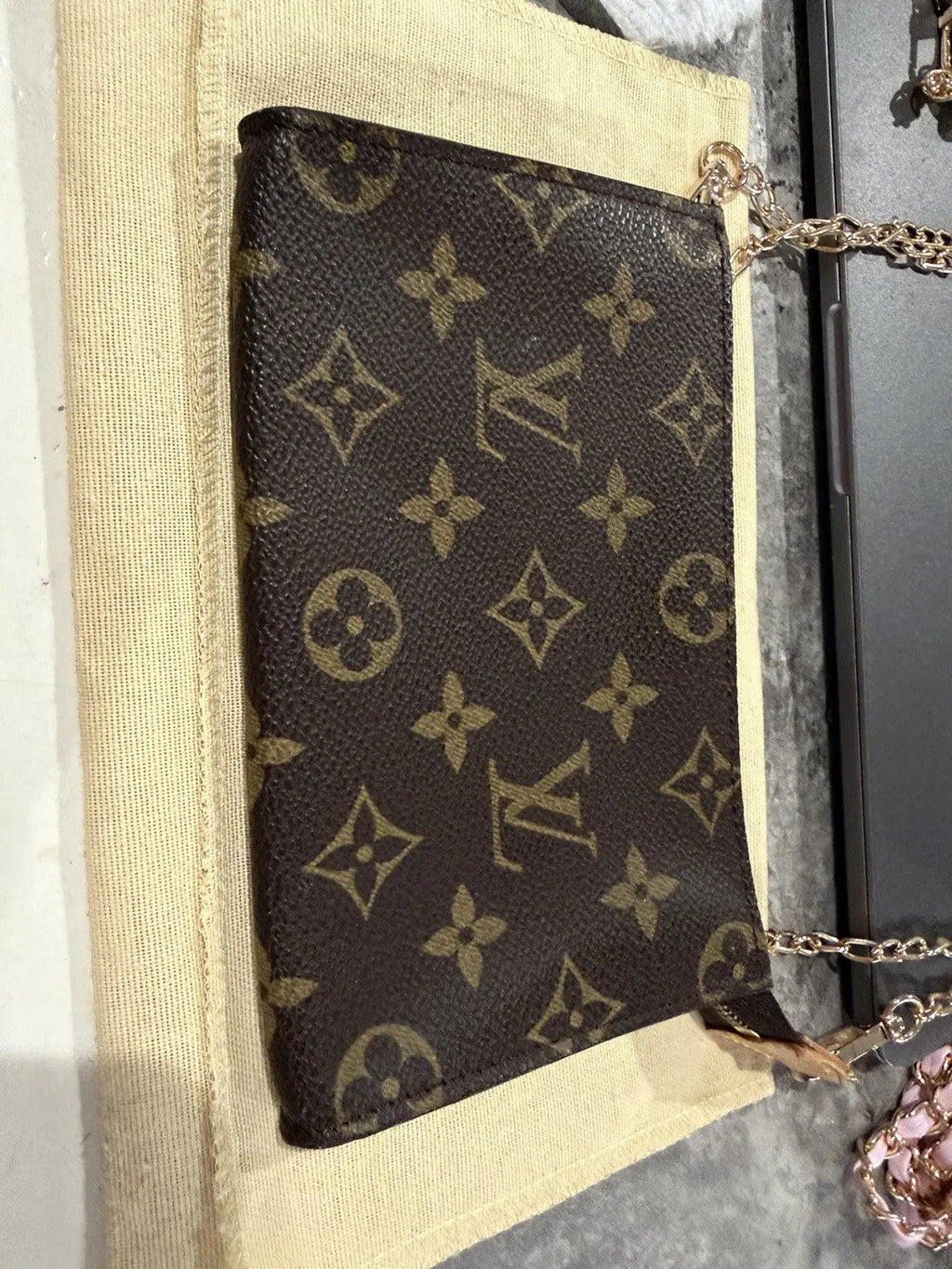 Louis Vuitton Monogram Petit Bucket Pouch With COA