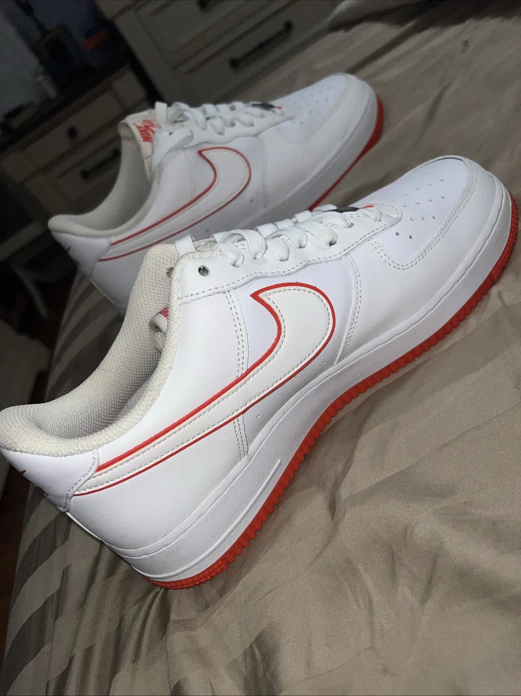 Size 10 - Nike Air Force 1 '07 White Picante Red