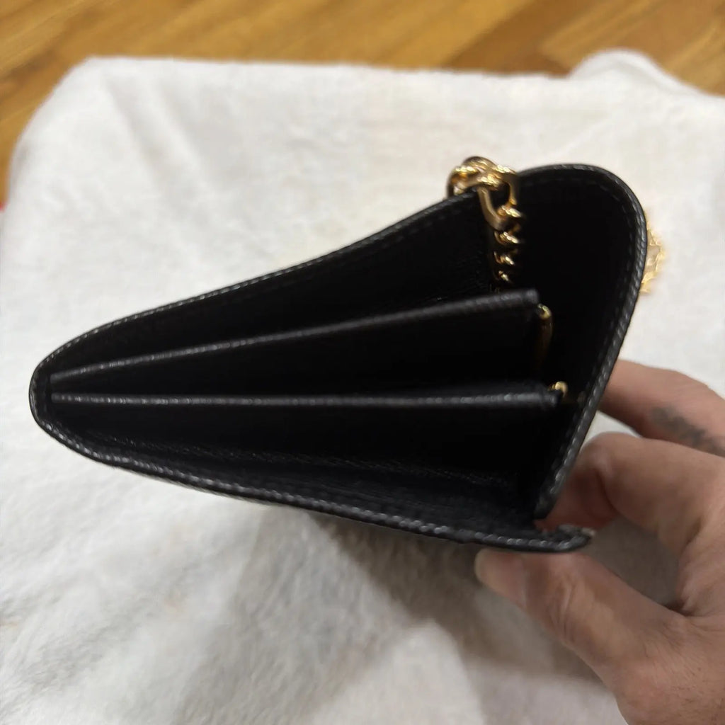 Louis Vuitton Black Epi Leather Long Bifold Wallet with Pochette Twist Chain