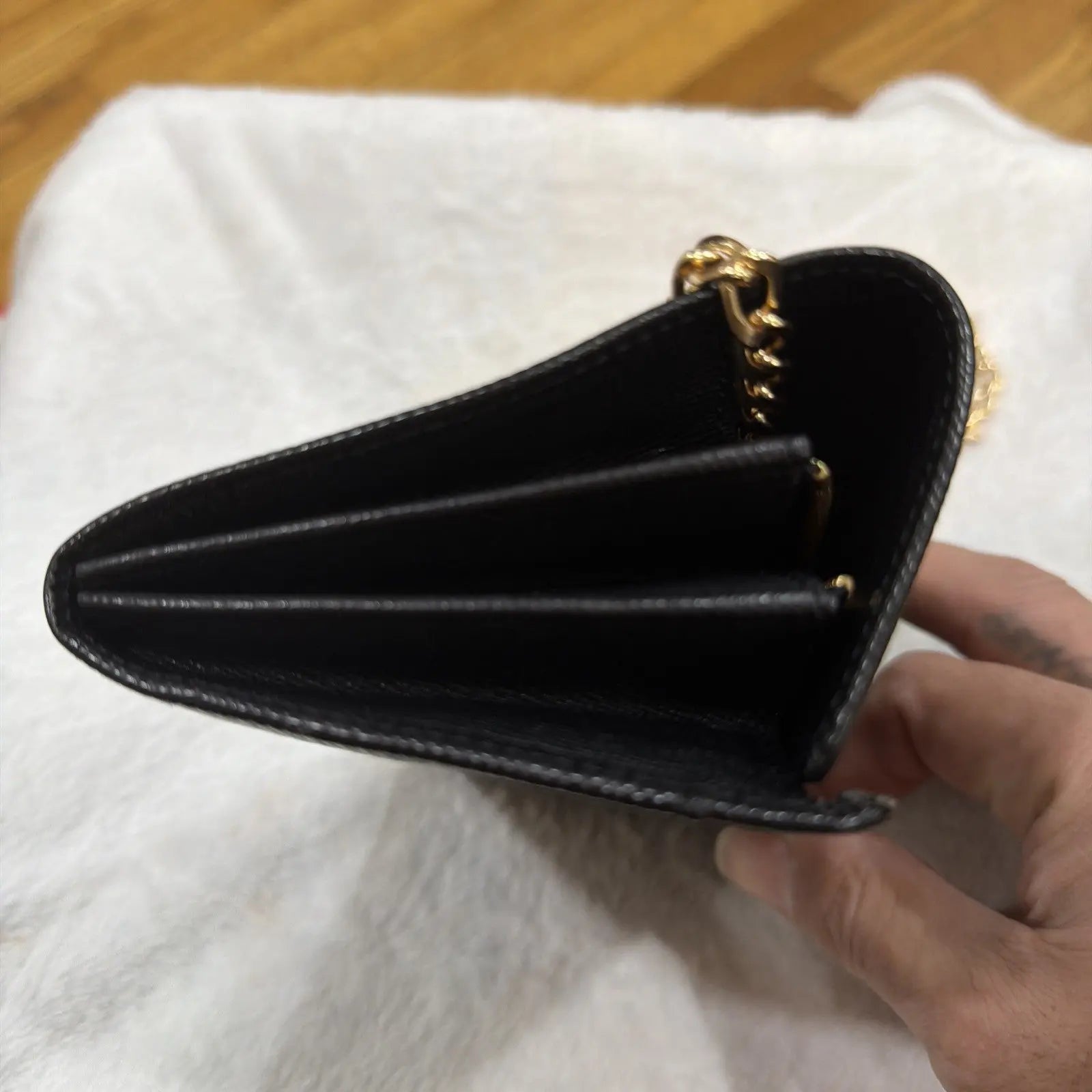 Louis Vuitton Black Epi Leather Long Bifold Wallet with Pochette Twist Chain