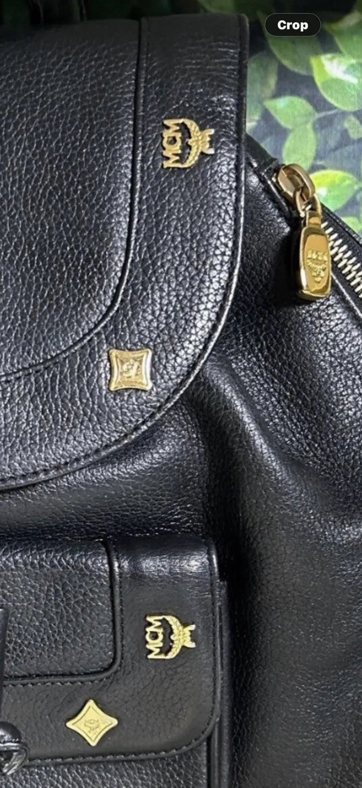 MCM Gold Hardware Backpack Purse Medium Black 100% Leather