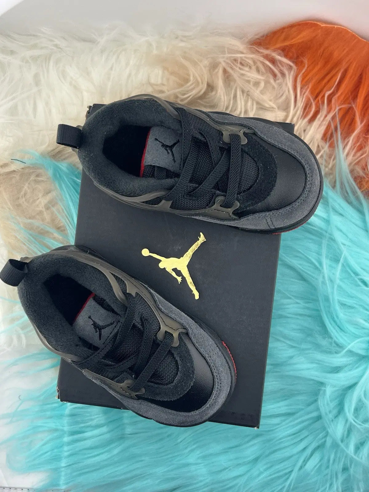 Jordan 4 RM Baby/Toddler Shoes (FQ7937-060, Black/Anthracite/Varsity Red Size 6C