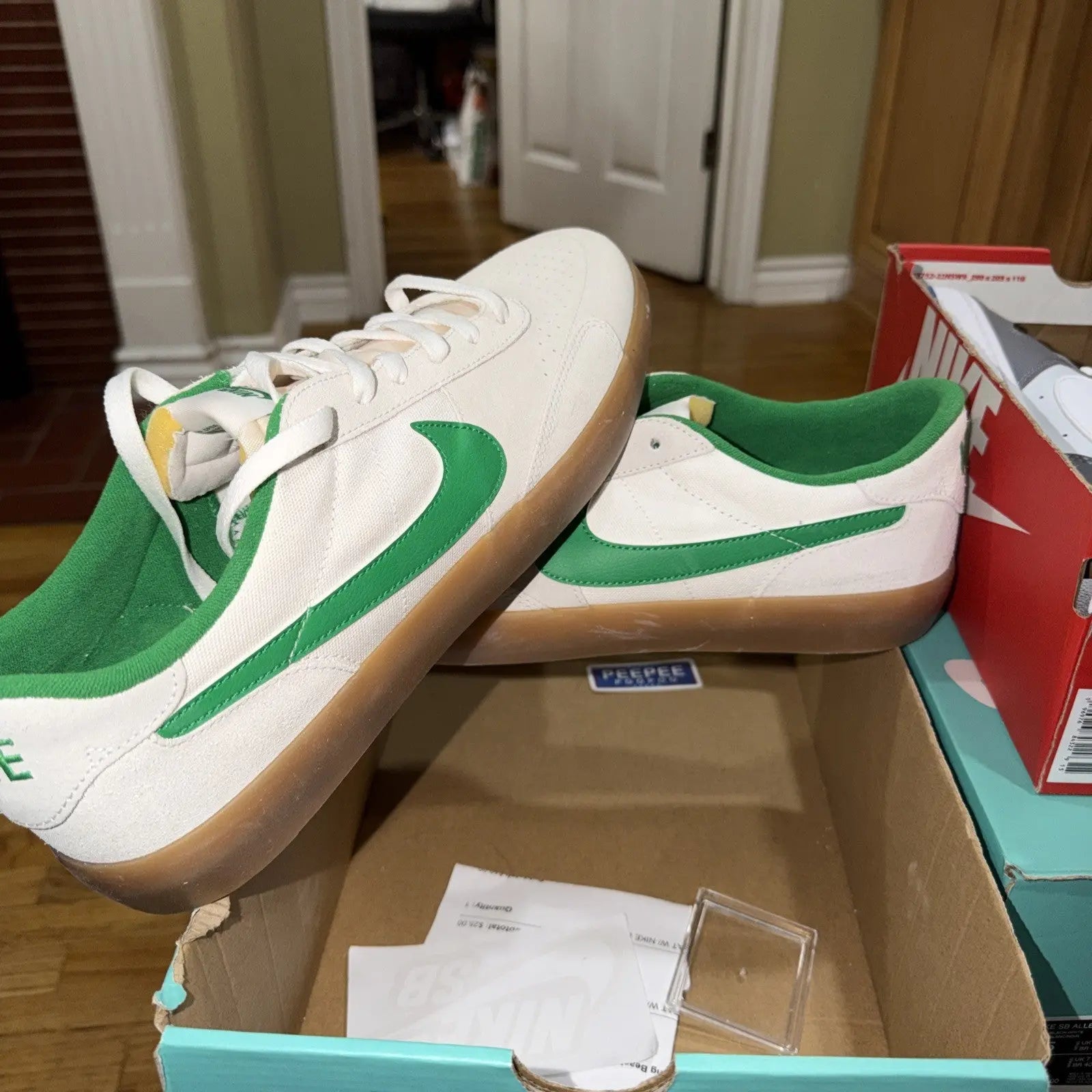 NIKE SB HERITAGE VULC_SUMMIT-WHITE/LUCKY-GREEN CD5010-101-SIZE 13
