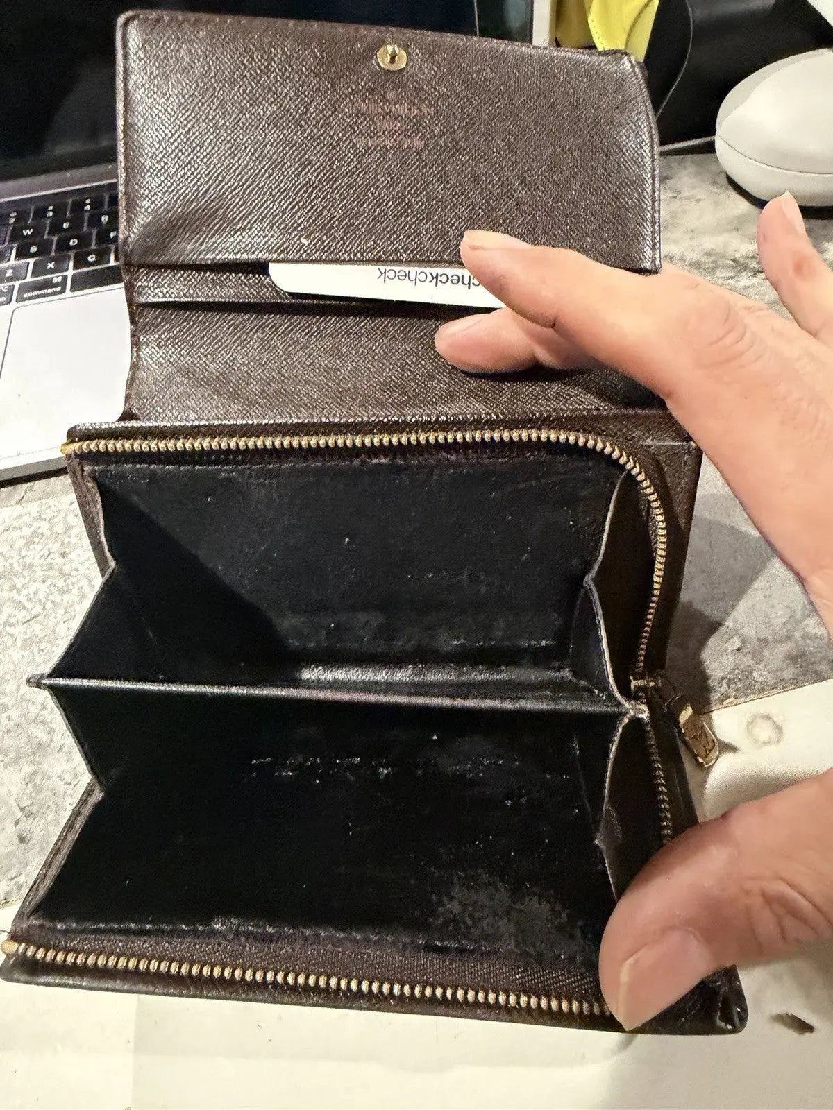 Louis Vuitton LV Pristine Condition Porte Tresor Damier Ebene Trifold Wallet