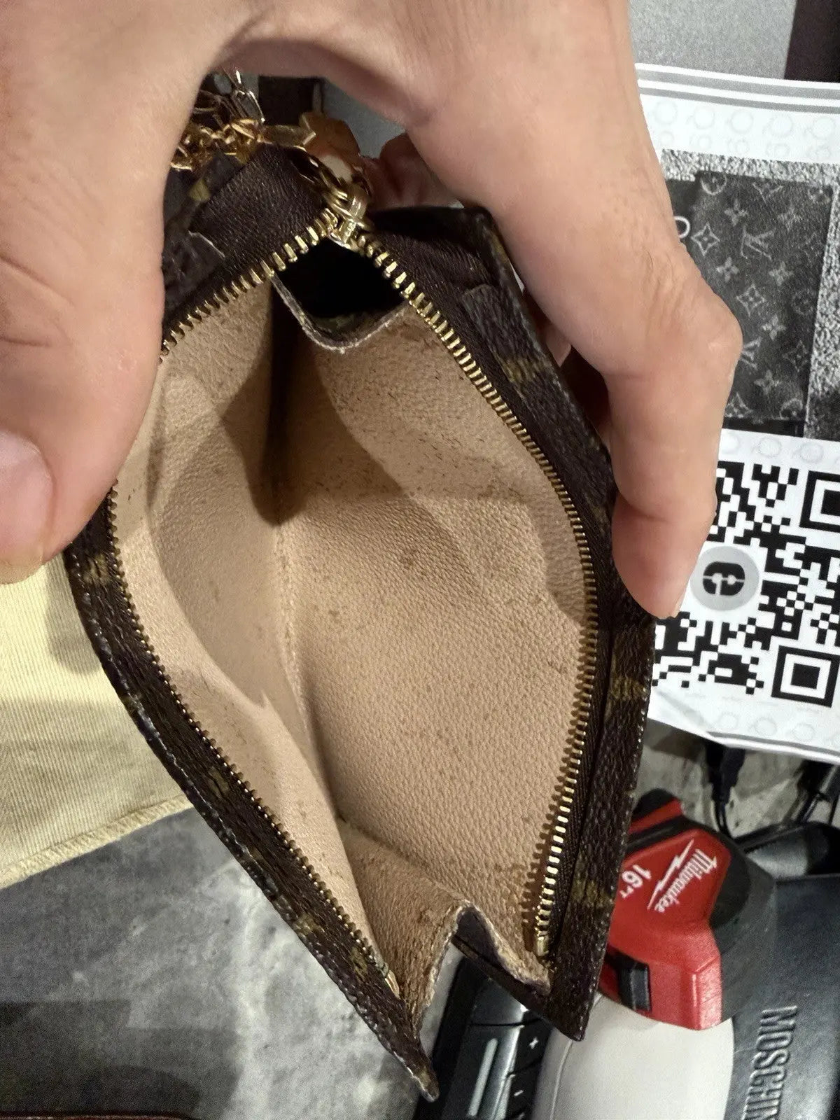 Louis Vuitton Monogram Petit Bucket Pouch With COA