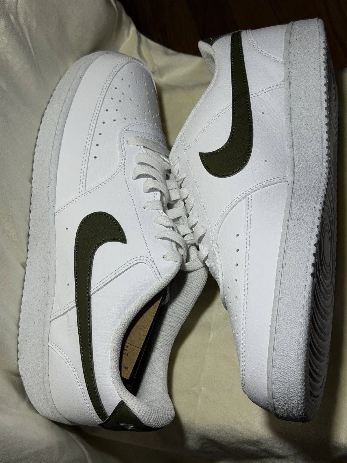 Nike Court Vision Next Nature Low White Medium Olive DH2987-116 Shoes Size 12