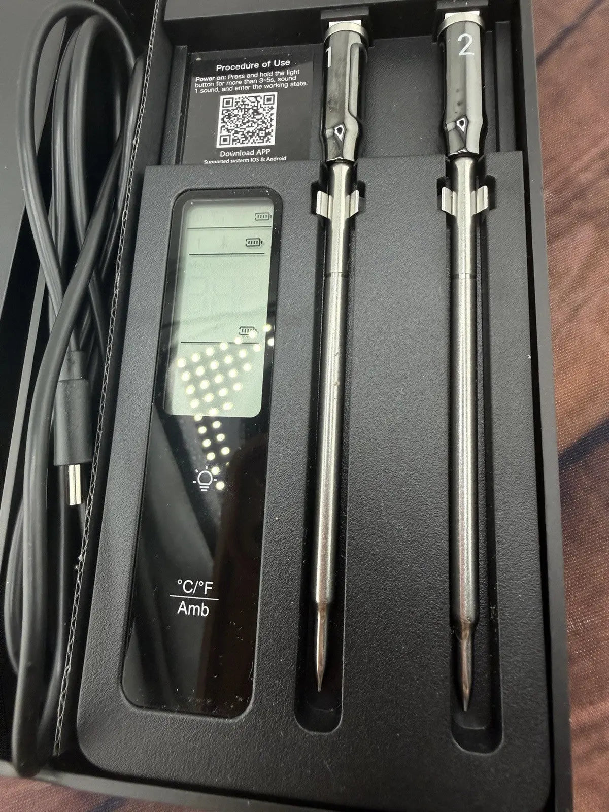 ROUUO Wireless Meat Thermometer Model M02 (New Open Box) FAST FREE SHIPPING.