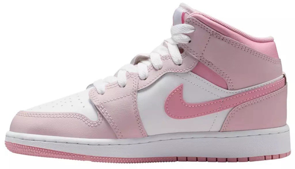 Nike Air Jordan 1 Mid SE Shoes Youth Size 7Y Pink White DQ8423-602 Basketball