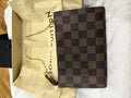 Louis Vuitton Mini Pochette Accessoires Damier Ebene Red Interior 100% Authentic