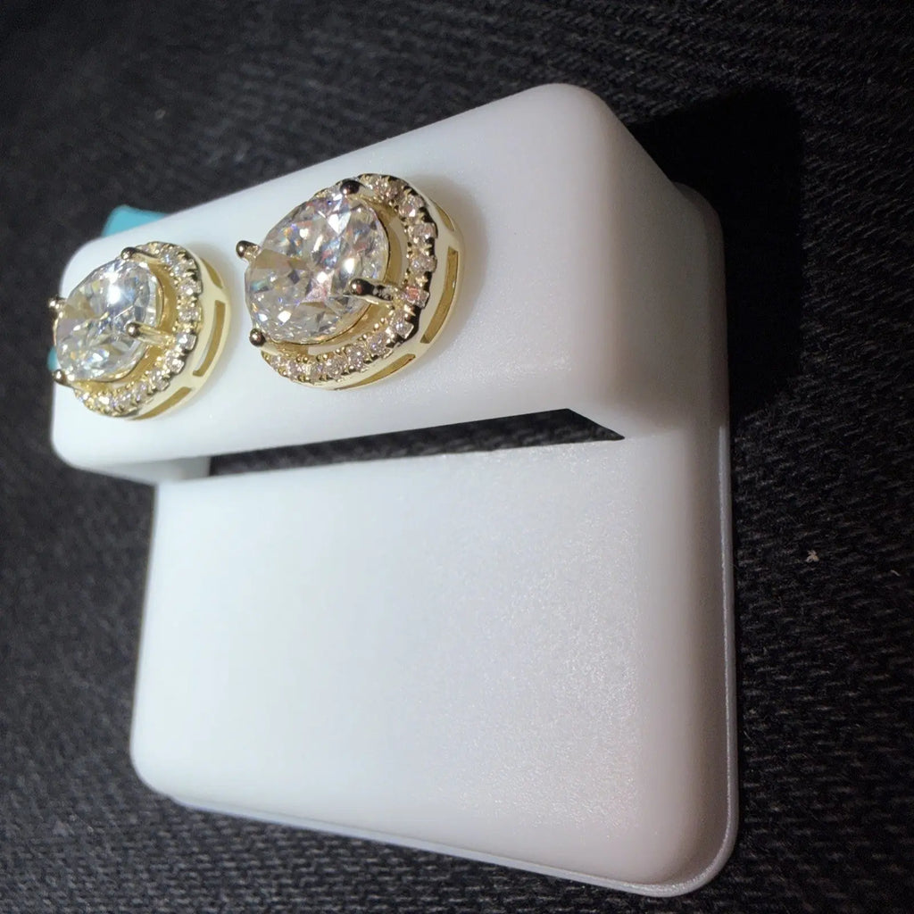 14kt Gold Over Sterling Silver Moissanite Oval Halo Earrings 3.27ctw Jewelry