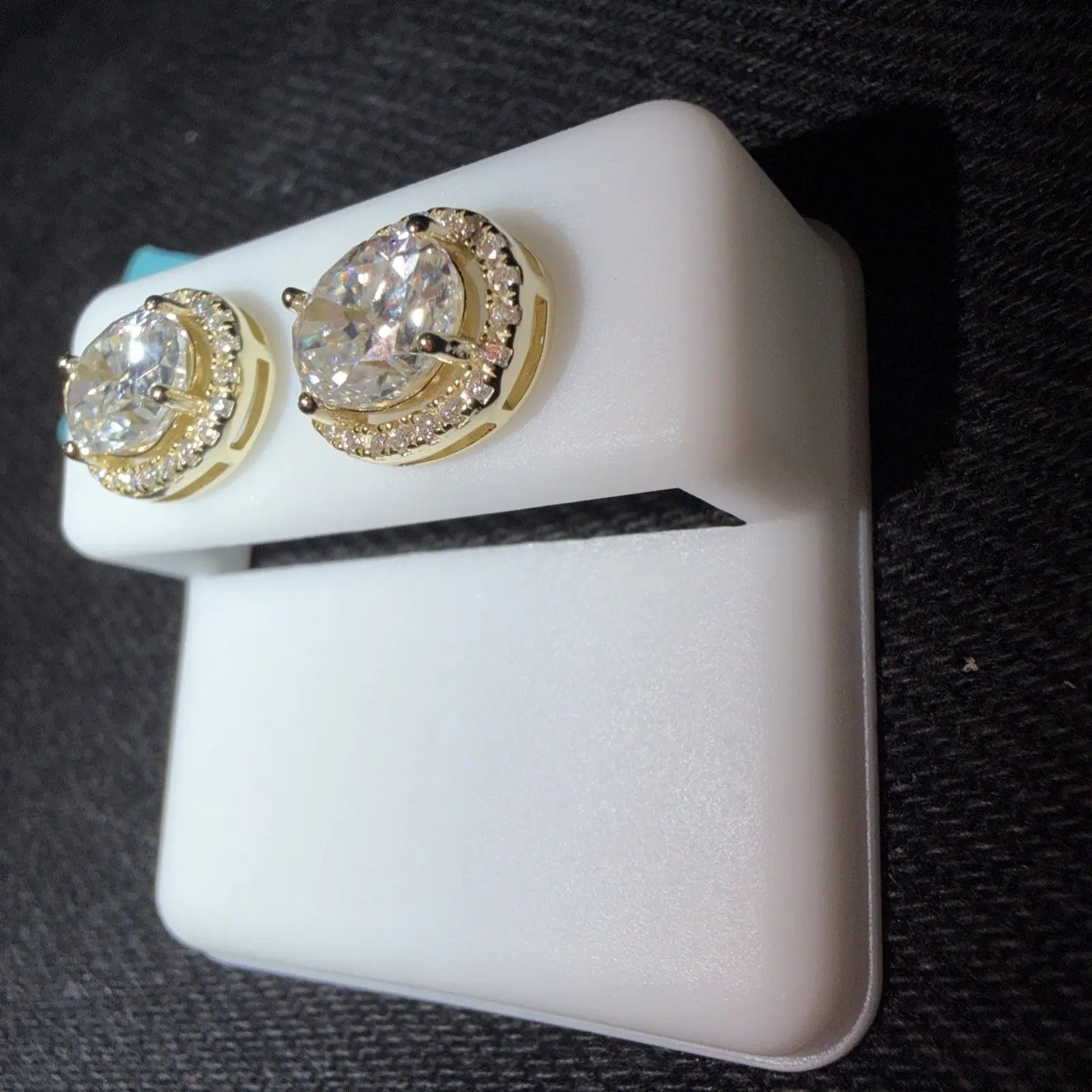 14kt Gold Over Sterling Silver Moissanite Oval Halo Earrings 3.27ctw Jewelry