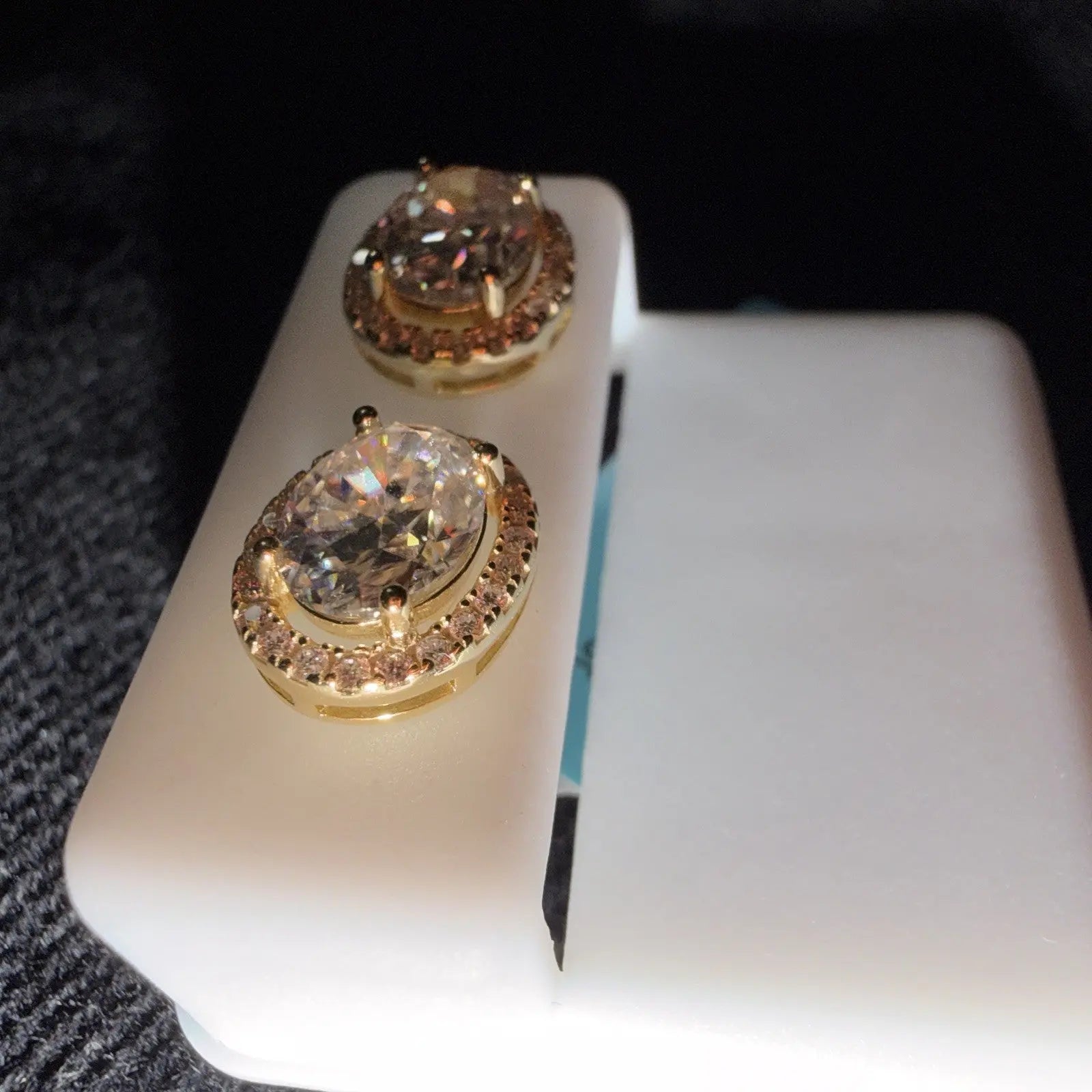 14kt Gold Over Sterling Silver Moissanite Oval Halo Earrings 3.27ctw Jewelry