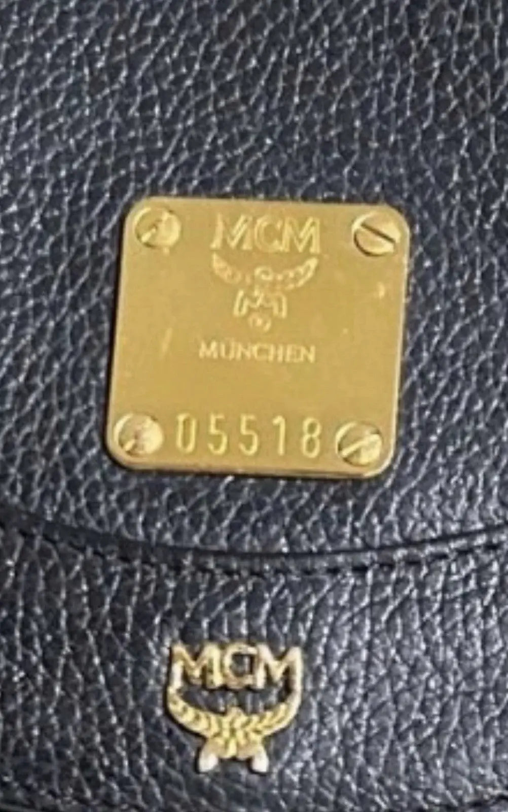 MCM Gold Hardware Backpack Purse Medium Black 100% Leather