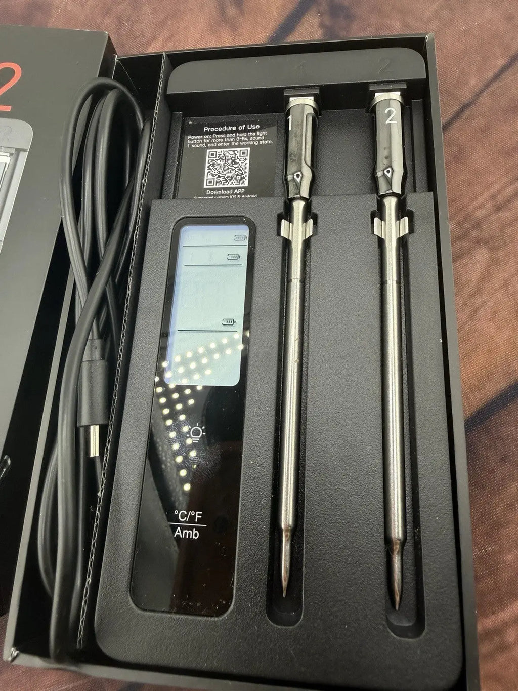 ROUUO Wireless Meat Thermometer Model M02 (New Open Box) FAST FREE SHIPPING.