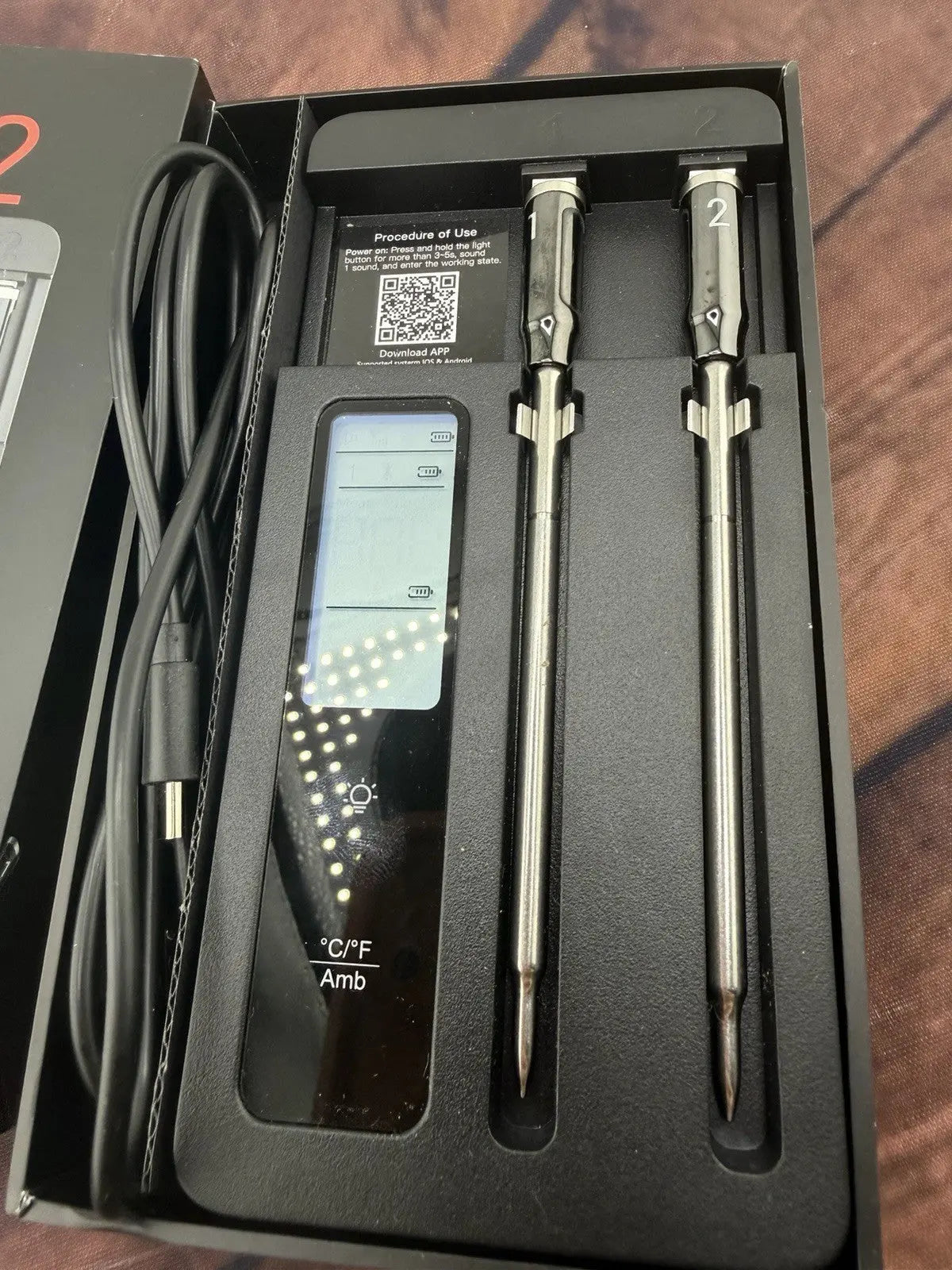 ROUUO Wireless Meat Thermometer Model M02 (New Open Box) FAST FREE SHIPPING.