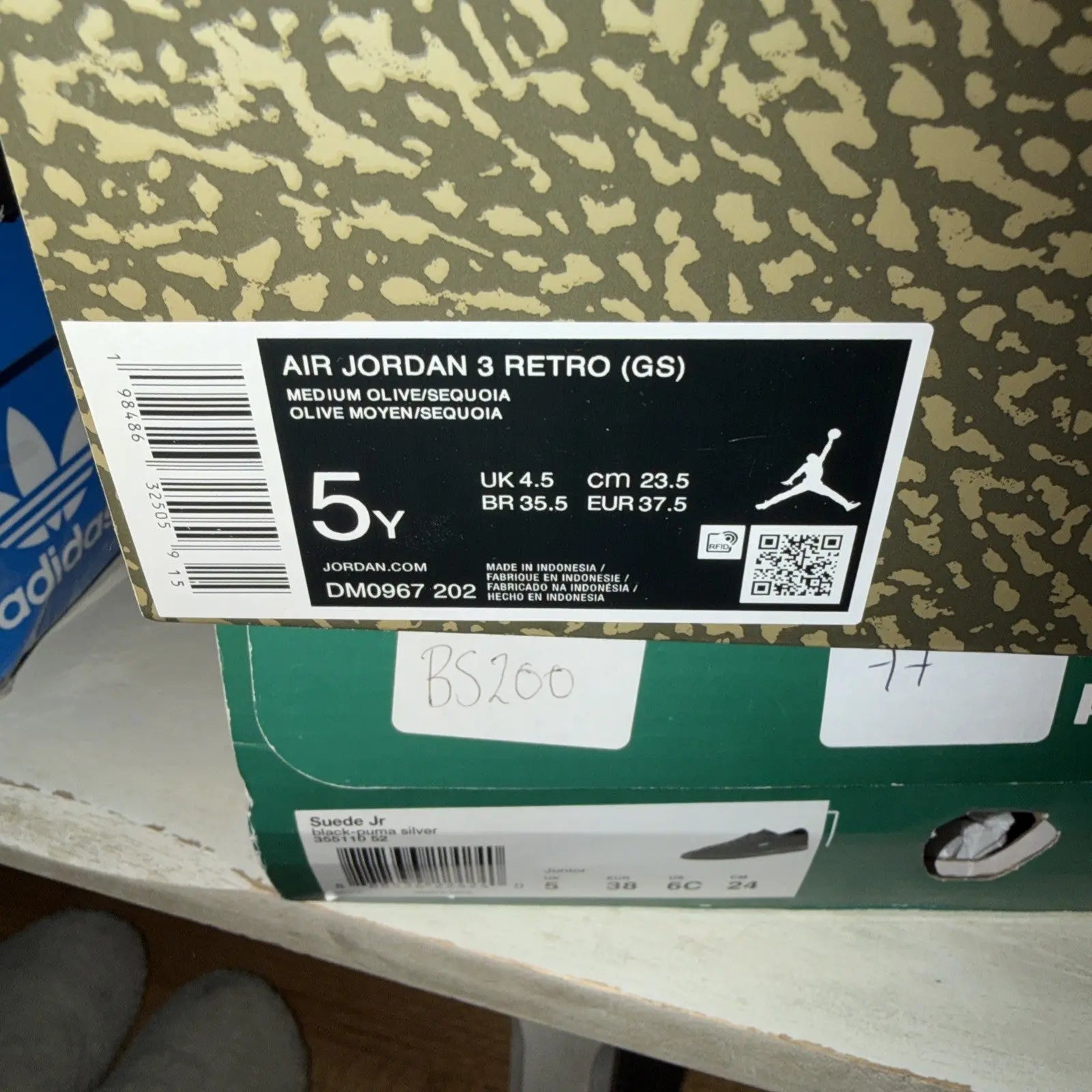 Air Jordan 3 Retro Gs Size 5Y Medium Olive