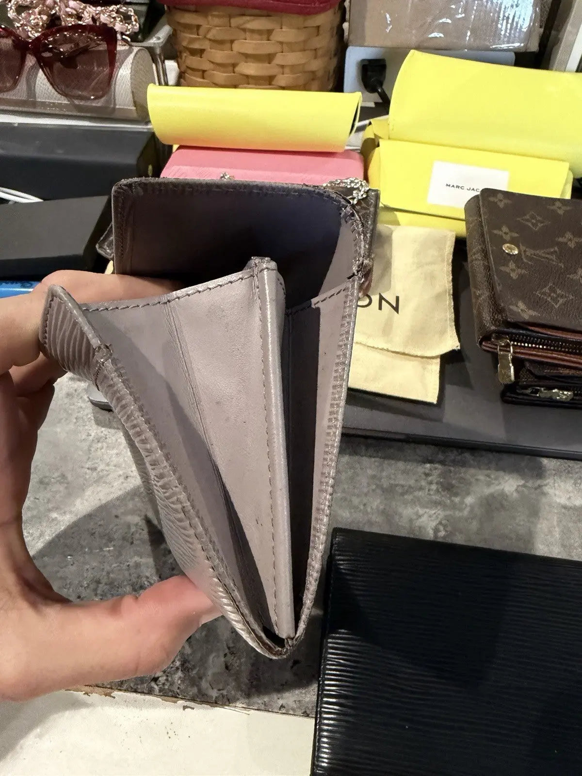Louis Vuitton Epi Leather Sarah Long Wallet LAVENDER Color